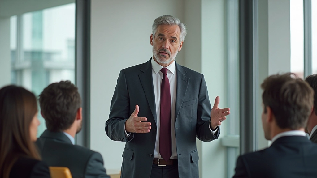 Erfaren chef presenterar idéer under ett möte med sitt team