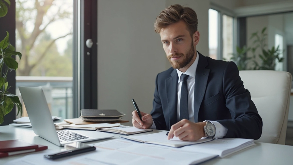 Effektiv arbetsstation med organiserade verktyg och planeringsmaterial för tidshantering